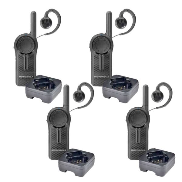 4er Set Motorola CLR 446 PLUS UHF Mit Ohrhörern Und Ladegeräten