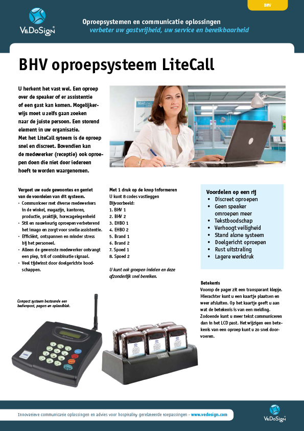 Brochure BHV Oproepsysteem LiteCall