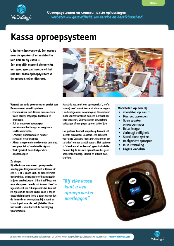 Brochure Kassa Oproepsysteem