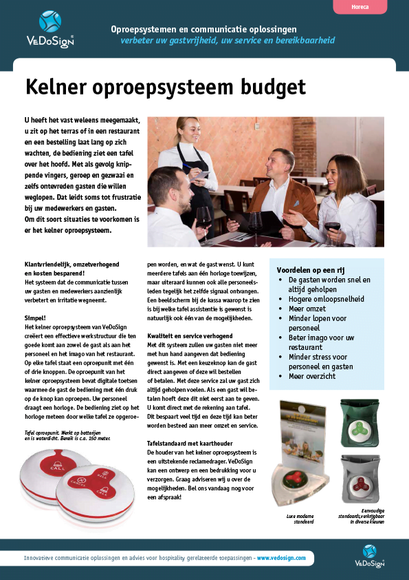 Brochure Kelner Oproepsysteem Budget