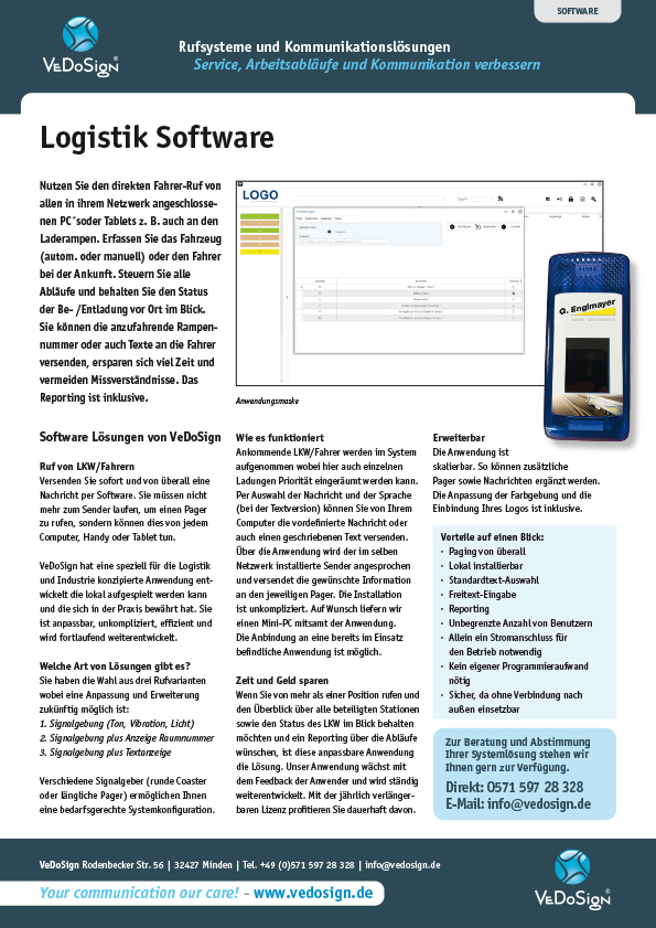 Broschüre Software Logistik VeDoSign