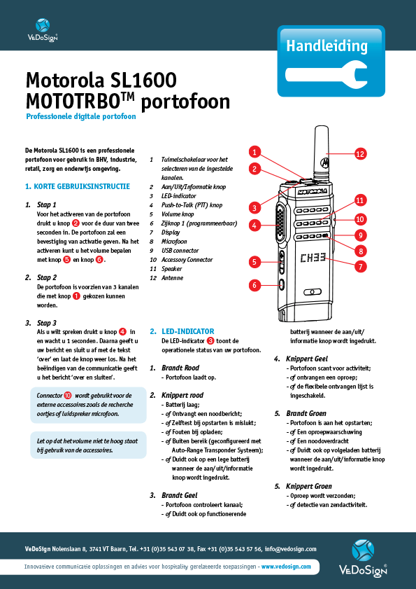 Handleiding Motorola Mototrbo SL1600 NL