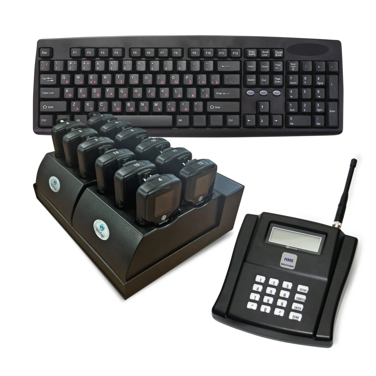 Komplettes SmartCall RufSystem Mit 12 SmartCall Colour Belt Pagern