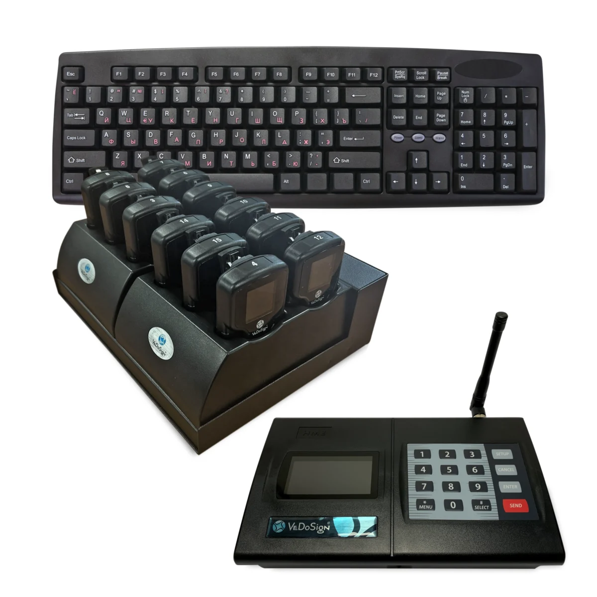 Komplettes SmartCall RufSystem Mit 12 SmartCall Colour Belt Pagern Und I Station Premium Transmitter