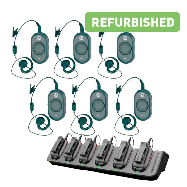 Set Mit 6 Refurbished Handfunkgeräte Motorola CLP 446 Mit Kopfhörern Und Multiladegerät