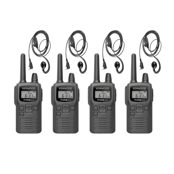 Set Mit VIER Kenwood PKT 300 Funkgeräte Kompakt Lizenzfrei Mit C Ohrhörer K1