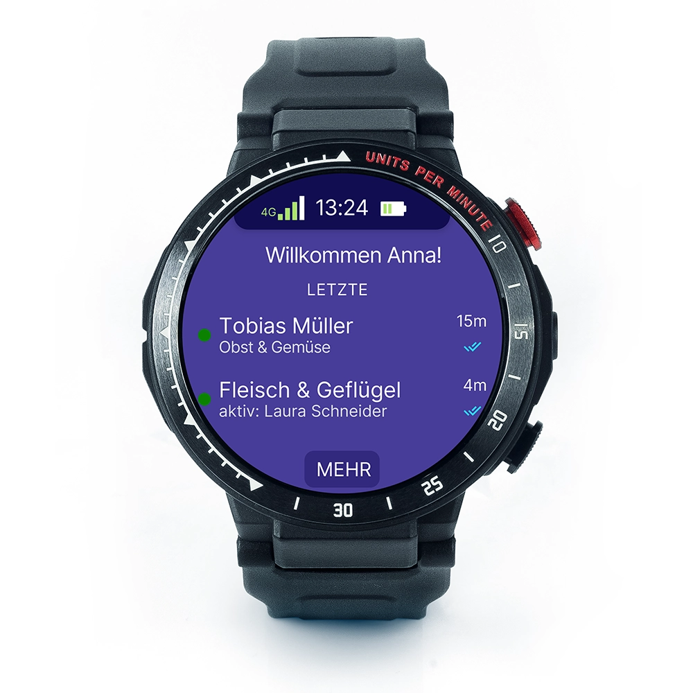 CWatch Einzelhandel Kommunizieren Intern Über Smartwatch CWacht Teamkommunikation In Jeder Sprache Smartwatch